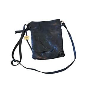 Margot New York Women's Black Genuine Leather Adjustable Straps Shoulder Bag